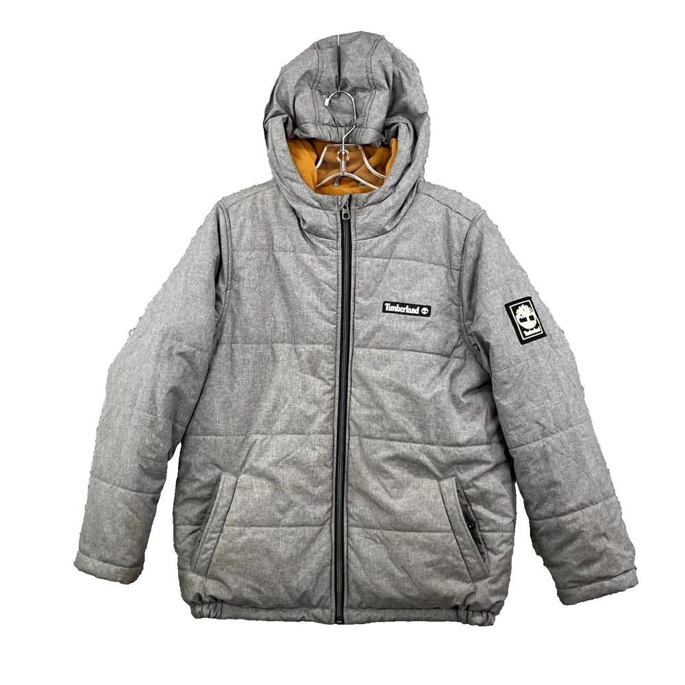 Timberland Puffer Jacket Boys Large Heather Gray Insulated Gorpcore Outdoor